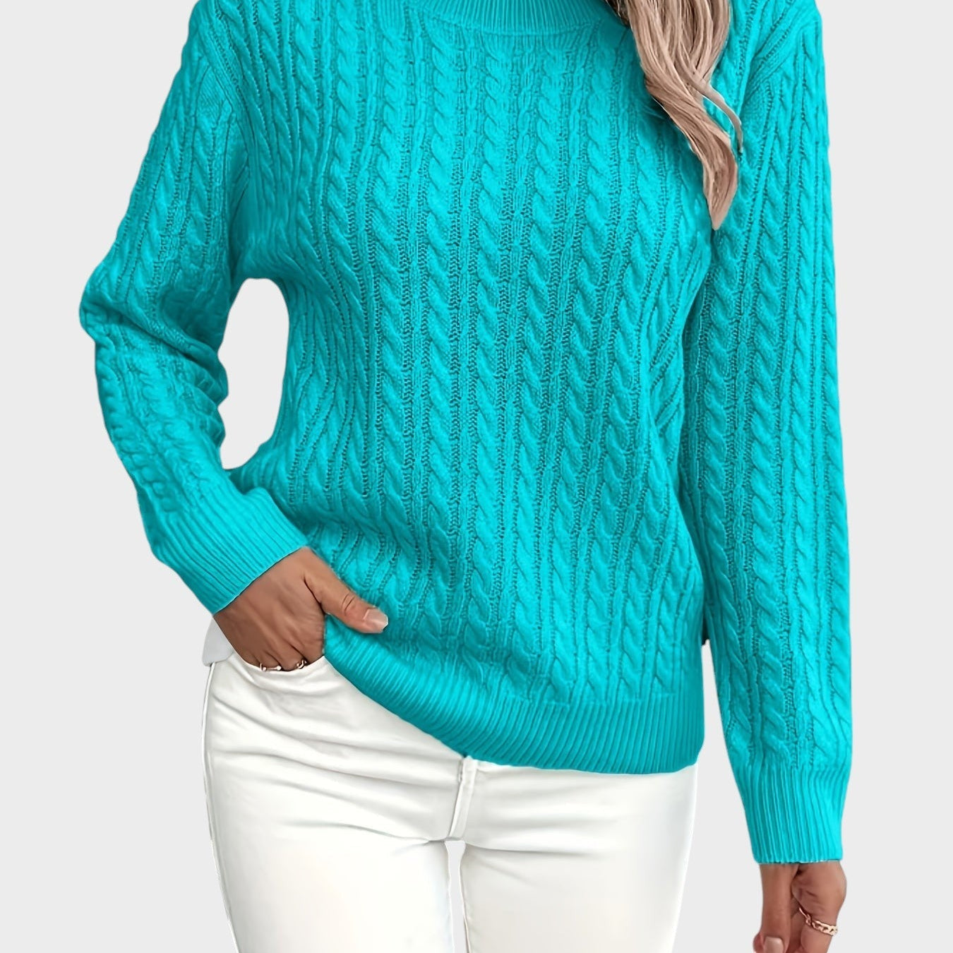 Jana™ ｜Damsk stickad tröja med flätmönster 