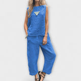 Jennifer ™ ｜Avslappnad outfit i bomull och linne