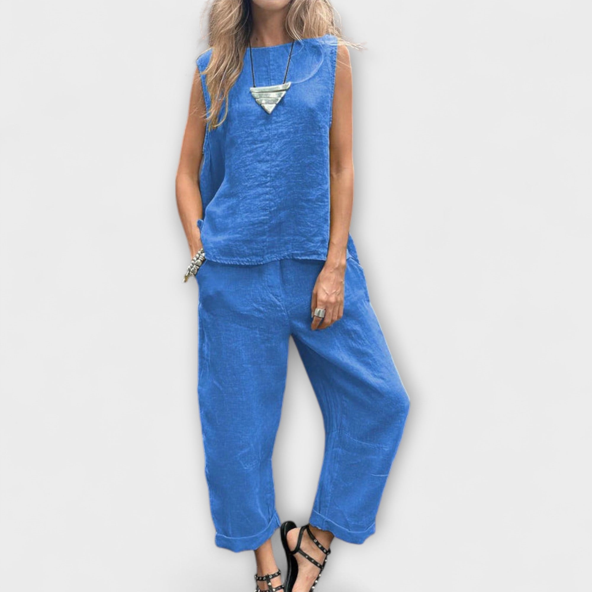 Jennifer ™ ｜Avslappnad outfit i bomull och linne