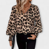 Natasa ™ ｜Stylisk blus med leopardmönster