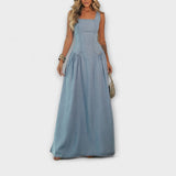 Lux ™ ｜ Denim Blå Off-Shoulder Klänning