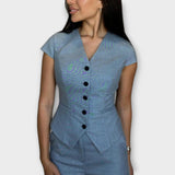 Ivy™ ｜ Stilig topp med V-ringning och byxset