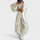 Joanna ™ ｜Tvådelad set i bomull och lin utan svans