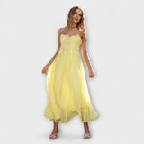 Celine ™ ｜ Rynkade ärmlösa midiklänning