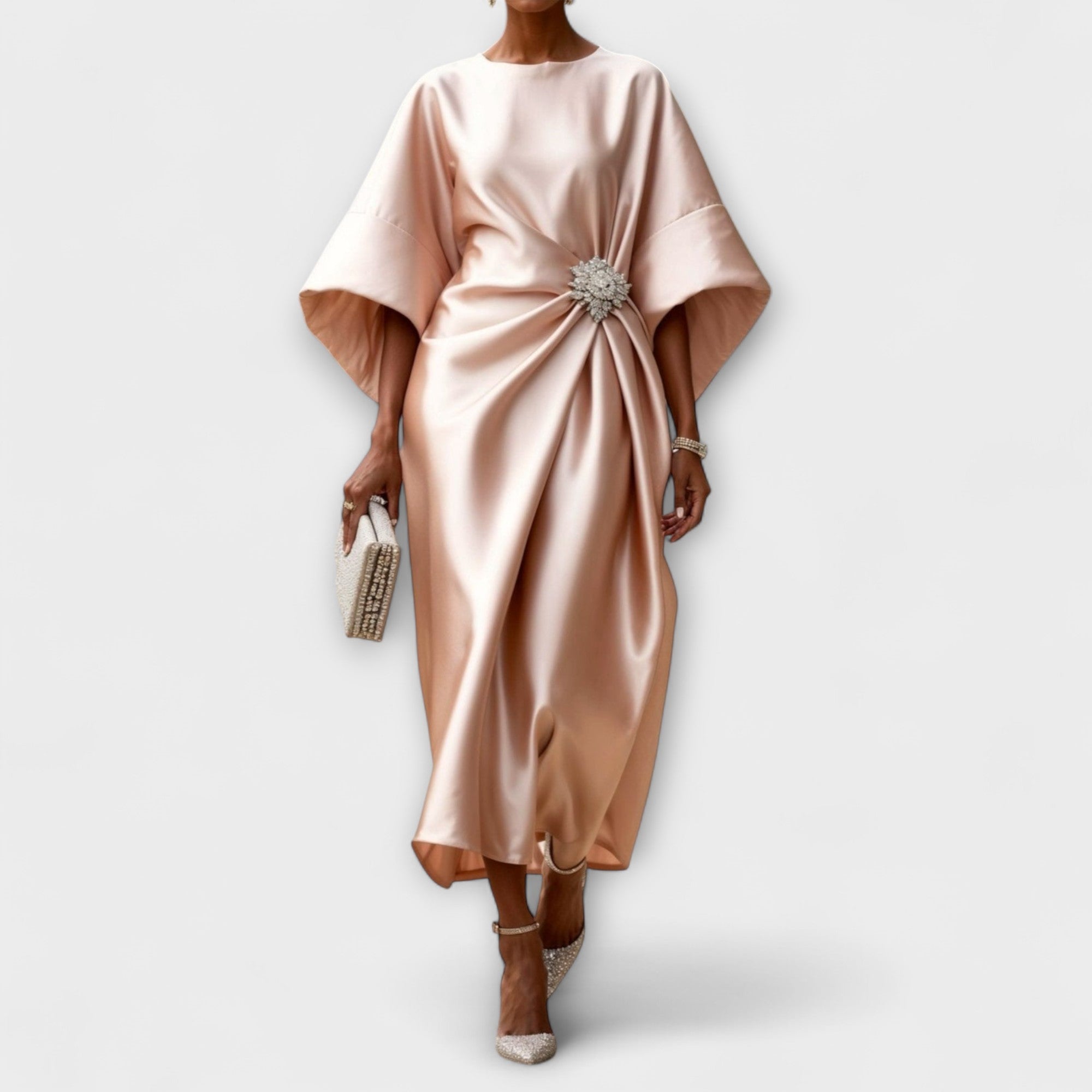 Hedviga ™ ｜Lyxiga glänsande saténkvällsklänning