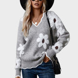 Adriana ™ ｜Elegant blommig tröja med V-ringning