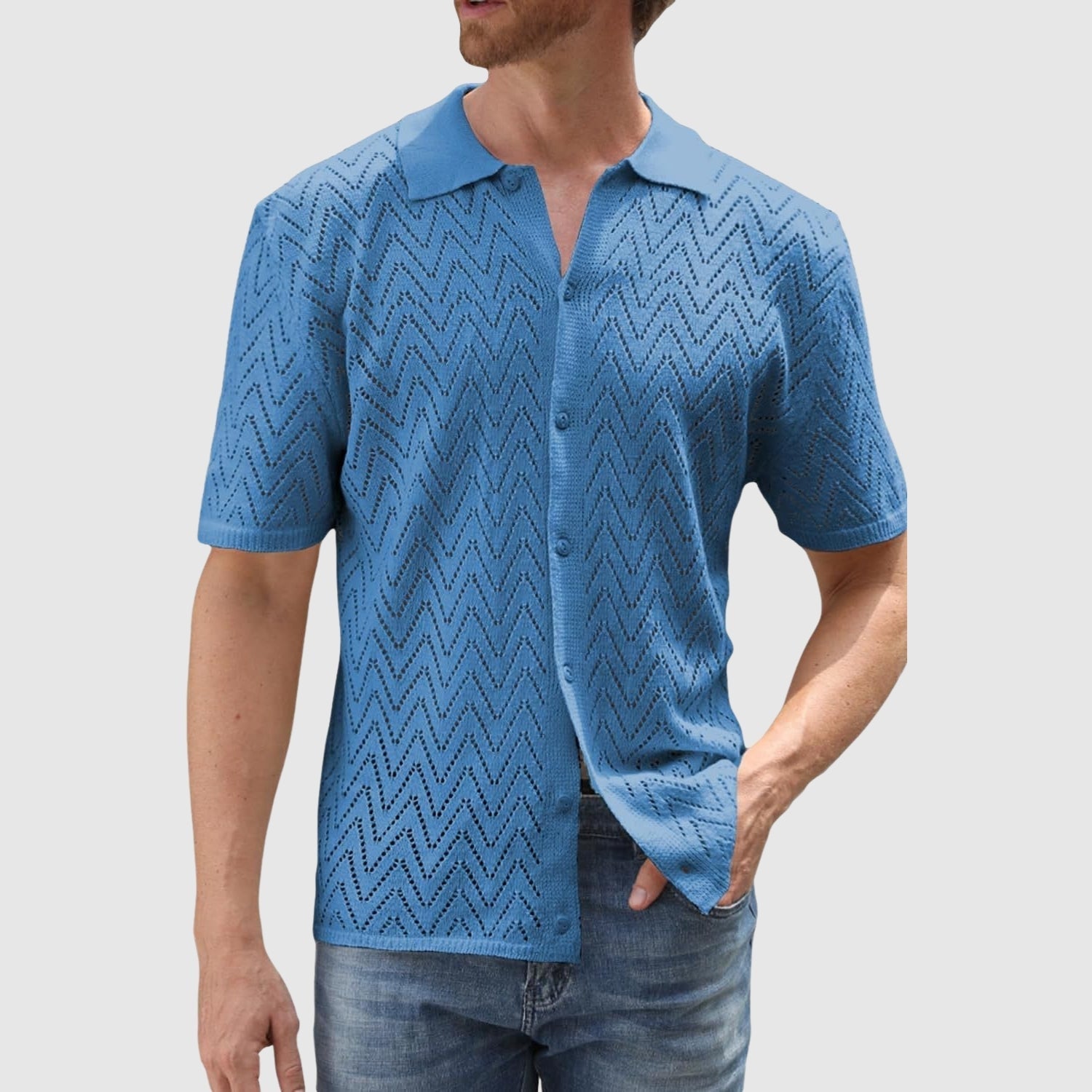 Libuše – Stickad skjorta med zigzag-mönster