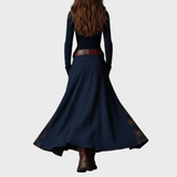 Helena | Marinblå mocka maxiklänning med bälte