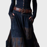 Helena | Marinblå mocka maxiklänning med bälte