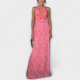 Seraphina ™ ｜Eleganta Klänningar med Halterneck V-Urringning och Plissering