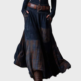 Helena | Marinblå mocka maxiklänning med bälte