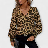 Natasa ™ ｜Stylisk blus med leopardmönster