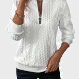 Alena™| Damstickad tröja med dragkedja