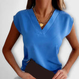 Eliška ™ ｜Dam sommar t-shirt med V-hals och lösa ärmar