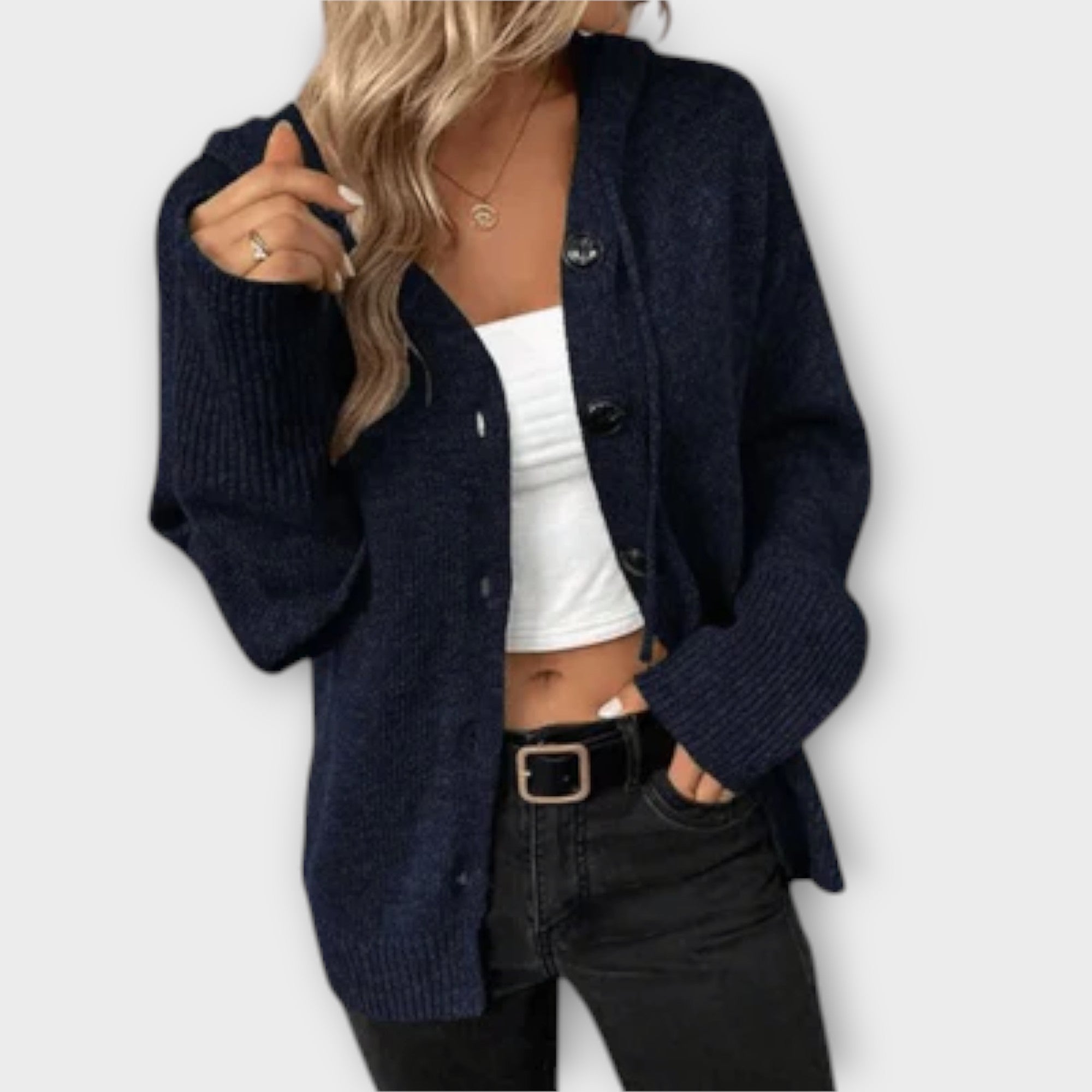 Brittan™ ｜Stickad cardigan med knappar