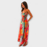 Audrey - Klänning med blommönster på axelband för damer - Stilig och förförisk