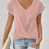 Eloise ™ ｜Topp med V-ringning och knappdetalj