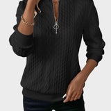 Alena™| Damstickad tröja med dragkedja