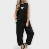 Jennifer ™ ｜Avslappnad outfit i bomull och linne