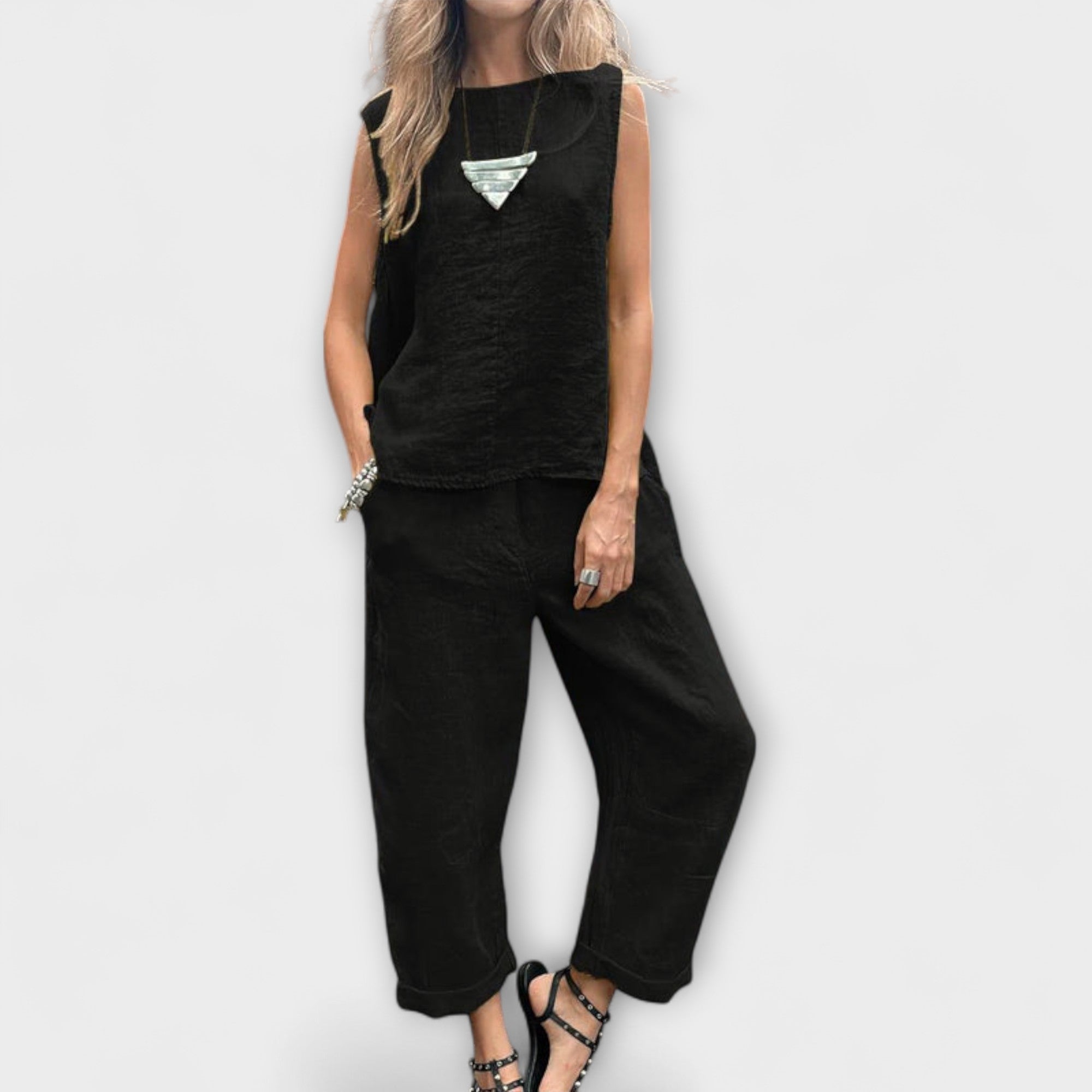 Jennifer ™ ｜Avslappnad outfit i bomull och linne