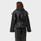 Nikola™ ｜Fårskinnsjacka med bälte 