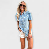 Höst™ ｜ Blå Booker Westernskjorta med knappar