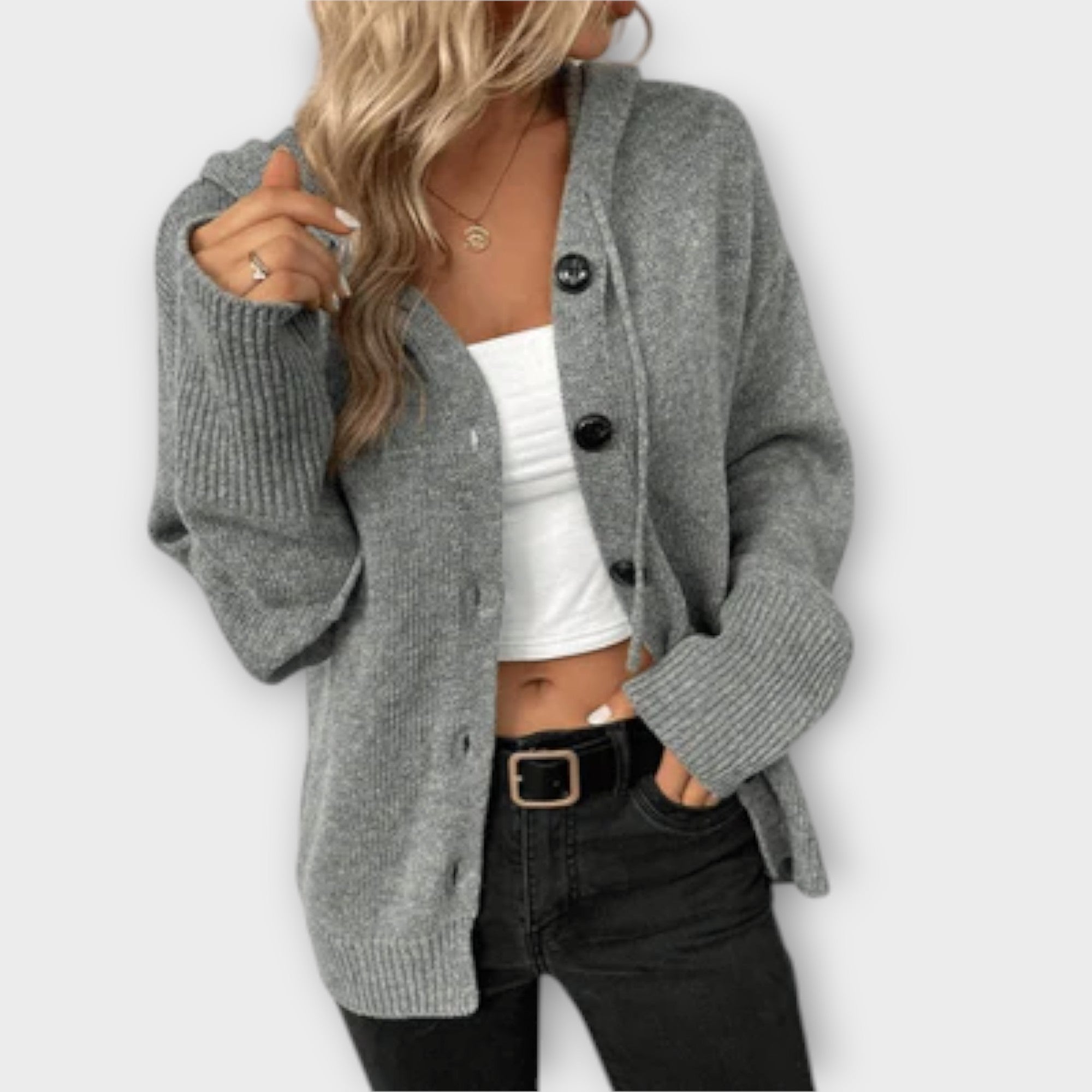 Brittan™ ｜Stickad cardigan med knappar