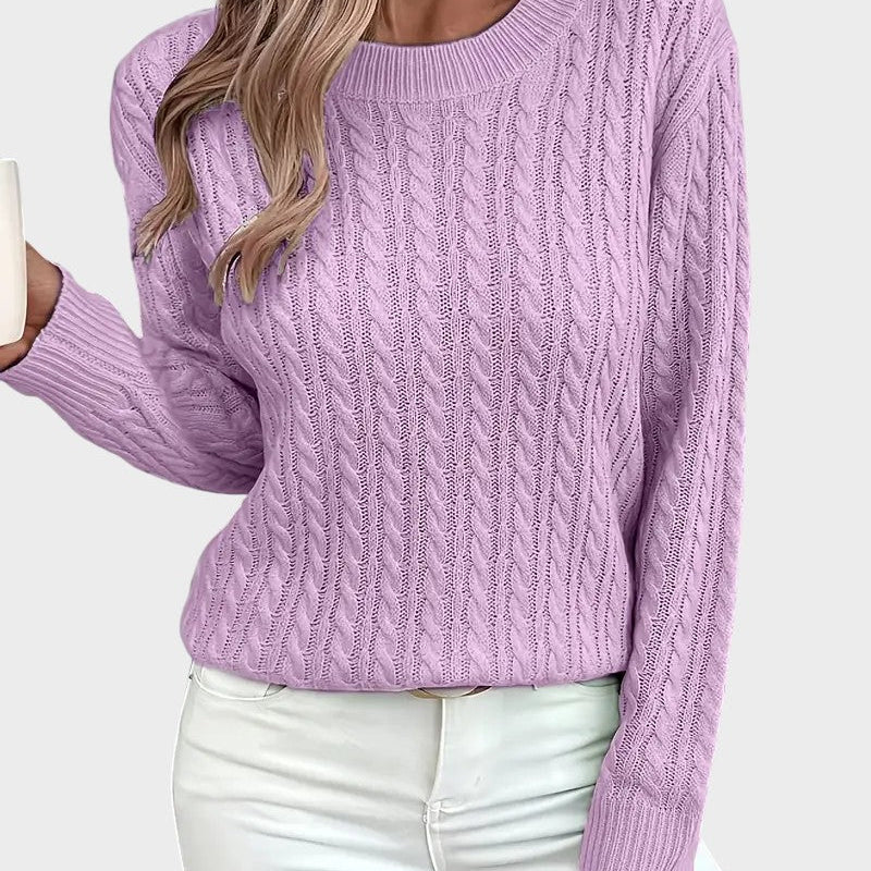 Jana™ ｜Damsk stickad tröja med flätmönster 