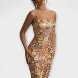 Oakley ™ ｜ Maxi klänning med blommiga paljetter i 80-talsstil