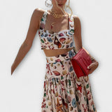 Heather™ ｜ Stilig tvådelad set med kjol