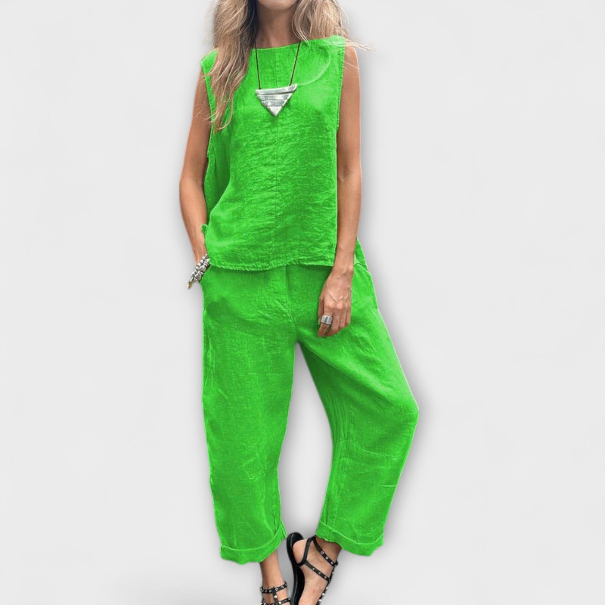 Jennifer ™ ｜Avslappnad outfit i bomull och linne