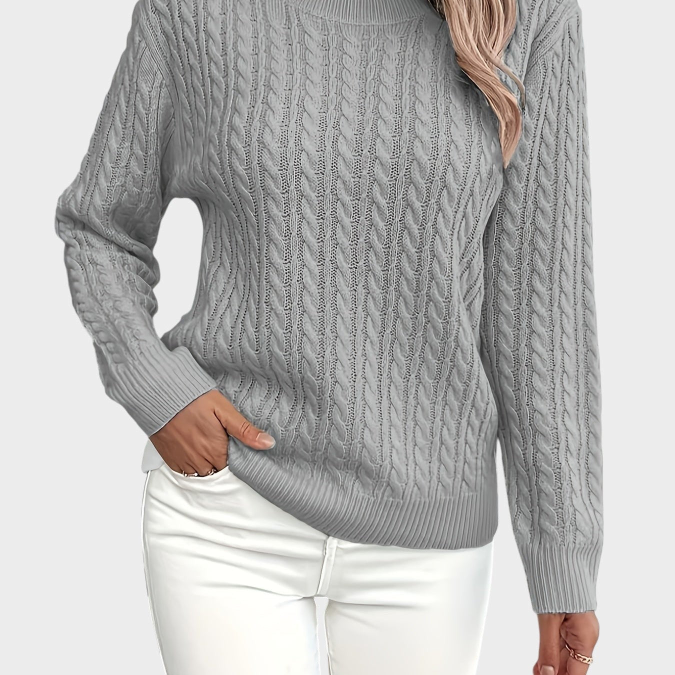 Jana™ ｜Damsk stickad tröja med flätmönster 