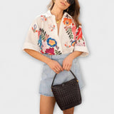 Ziva ™ ｜ Carla kortärmad blus med blommönster