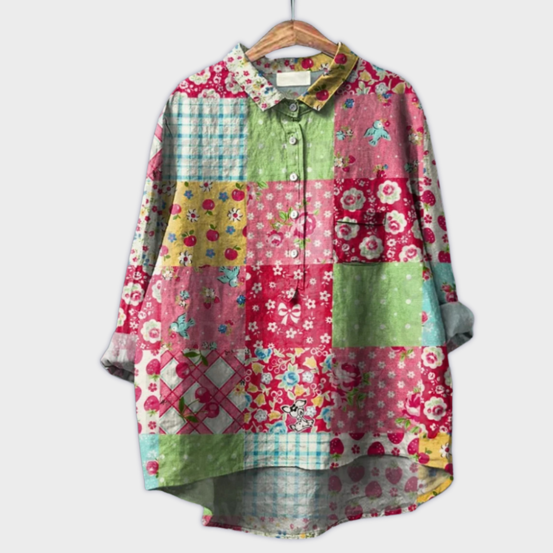 Magdalena ™ ｜ Handgjord damblus med blommönster