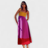 Blanka ™ ｜Klänning med axelband och färgblockering