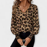 Natasa ™ ｜Stylisk blus med leopardmönster