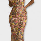 Oakley ™ ｜ Maxi klänning med blommiga paljetter i 80-talsstil