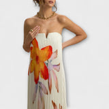 Michelle ™ ｜ Maxiklänning Sweetheart i orange blommönster