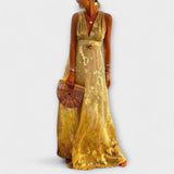 Augustína ™ ｜Plyschklänning med V-ringning och paljettdekorationer