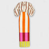 Kaya ™ ｜Maxiklänning med djup urinering och ballongärmar