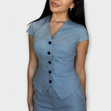 Ivy™ ｜ Stilig topp med V-ringning och byxset