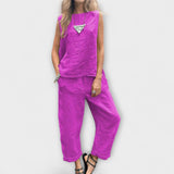 Jennifer ™ ｜Avslappnad outfit i bomull och linne