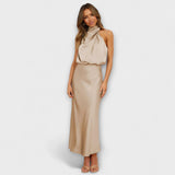 Bohdana ™ ｜Eleganta halter maxi klänningar i sommar gult