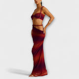 Jane ™ ｜ Stilig gradient fläta crop top och overskirt duo