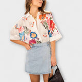 Ziva ™ ｜ Carla kortärmad blus med blommönster