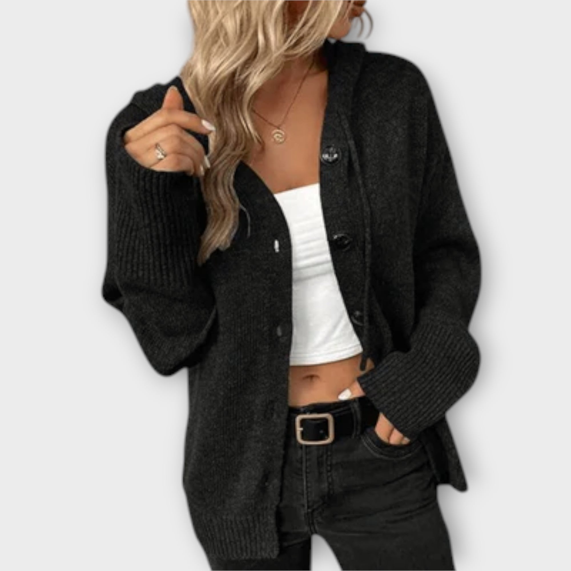 Brittan™ ｜Stickad cardigan med knappar