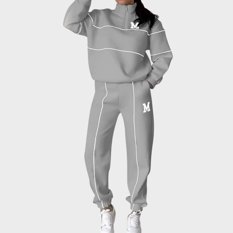 Marcela ™ ｜Lätt set av 2 delar med hoodie och linjedetaljer