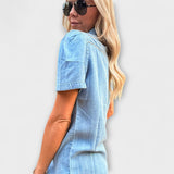 Höst™ ｜ Blå Booker Westernskjorta med knappar