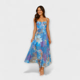 Audrey - Klänning med blommönster på axelband för damer - Stilig och förförisk