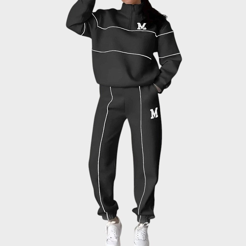 Marcela ™ ｜Lätt set av 2 delar med hoodie och linjedetaljer